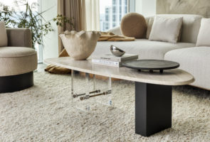 Coffee table at No 5 by Design Hous Liberty at Upper Riverside, Greenwich Peninsula